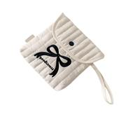 Trousse de maquillage à la mode avec nœuds papillon brodés pour femmes, organisée en polyester doux et coton, sacs de rangement à la mode pour tous les jours, Grand nœud noir, Beauté de masse