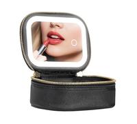 Trousse de maquillage à LED - Portable - 3 niveaux de luminosité réglables - Rechargeable par USB - Avec lumière LED - Pour femmes, adolescentes, voyages, train, piscine, fêtes, Noir , voir