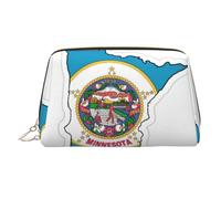 Trousse de maquillage à main avec drapeau de l'État du Minnesota, organisateur spacieux conçu pour les pinceaux et les articles de toilette, doré, One Size