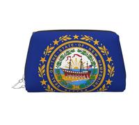Trousse de maquillage à main avec drapeau de l'État du New Hampshire, organisateur spacieux conçu pour les pinceaux et les articles de toilette, Argenté., One Size