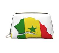 Trousse de maquillage à main avec drapeau du Sénégal - Spacieux - Conçu pour les pinceaux et les articles de toilette, doré, One Size