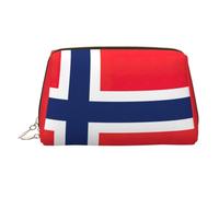 Trousse de maquillage à main avec drapeau norvégien, organiseur spacieux conçu pour les pinceaux et les articles de toilette, doré, One Size