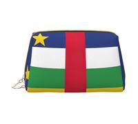 Trousse de maquillage à main en cuir avec fermeture éclair Motif drapeau de l'Afrique centrale, blanc, Taille unique