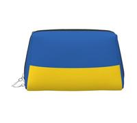 Trousse de maquillage à main imprimée drapeau de l'Ukraine, organisateur spacieux conçu pour les pinceaux et les articles de toilette, Argenté., One Size