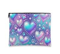 Trousse de maquillage à motif cœur, pochette de maquillage colorée scintillante pour femme, organiseur portable à fermeture éclair, trousse de toilette de voyage amusante, Violet, 7x9 Inch, Cœurs