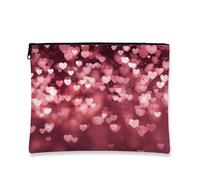 Trousse de maquillage à motif cœur, romantique pêche scintillante, organisateur de cosmétiques de voyage pour femme, petite pochette portable en toile à fermeture éclair, trousse de toilette cadeau de