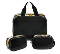 Trousse de maquillage à motif de l'Égypte antique pour homme et femme - Trousse de toilette translucide - Trousse de toilette de voyage - 3 pièces, couleur, XL, Trousse de maquillage