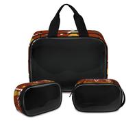 Trousse de maquillage à motif égyptien antique pour homme et femme - Trousse de toilette translucide égyptienne - Trousse de toilette de voyage - 3 pièces, couleur, XL, Trousse de maquillage