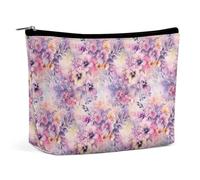 Trousse de Maquillage à Motif Floral Aquarelle coloré pour Sac à Main, Pochette de Toilette de Voyage zippée pour Femme, idéale pour Ranger Vos Produits de Toilette et cosmétiques.