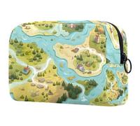 Trousse de maquillage à motif Map Tree Rive - Grande trousse de maquillage pour femme, multicolore, 18.5x7.5x13cm/7.3x3x5.1in, Art Déco