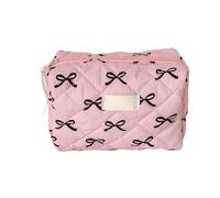 Trousse de maquillage à motif nœud pour femme, organisateur de produits de toilette à la mode, spacieux avec fermeture éclair pour un usage quotidien, nœud noir, Lien noir