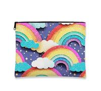 Trousse de maquillage à paillettes arc-en-ciel, pochette de voyage colorée et scintillante pour femme, petite trousse de toilette portable en toile avec fermeture éclair, cadeau d'anniversaire