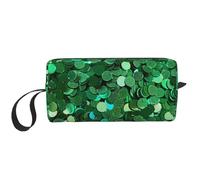 Trousse de maquillage à paillettes vertes et scintillantes - Trousse de maquillage simple de voyage étanche - Trousse de toilette pour femmes, mamans et filles, blanc, Taille unique, Trousse de