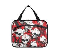 Trousse de maquillage à suspendre avec compartiments avec crochet, sac à médicaments extensible pour accessoires de voyage pour femme, hôtel, bolso de mano para hombre, Crâne rouge terrible, M