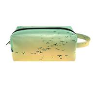Trousse de maquillage à suspendre, motif silhouettes de moineau de la nature printanière, résistante à l'eau, trousse de toilette de voyage pour femmes, hommes, filles, petite pochette de maquillage