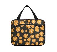 Trousse de maquillage à suspendre pour femme avec crochet, trousse de maquillage compacte pour femme indispensable pour organiser le maquillage para L, Marguerite jaune multicolore, Large