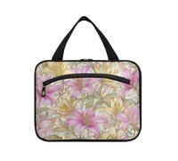 Trousse de maquillage à suspendre style William Morris avec crochet - Lavable - Organiseur pour voyage, gym, bolsas para maquillaje de Mujer, Motif lys style William Morris, M, Décontracté