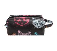Trousse de maquillage à suspendre, visages de chatons avec motifs sans couture, trousse de toilette résistante à l'eau, trousse de voyage pour femmes, hommes et filles, petite pochette de maquillage