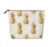 Trousse de maquillage à thème ananas à paillettes dorées - Trousse de maquillage étanche en chanvre pour voyage, usage quotidien et cadeaux (24,1 x 17 x 5,1 cm), Noir , Taille unique