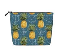 Trousse de maquillage à thème ananas doré - Trousse de maquillage étanche en chanvre pour voyage, usage quotidien et cadeaux (24,1 x 17 x 5,1 cm), Noir , Taille unique
