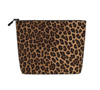 Trousse de maquillage à thème léopard sauvage - Trousse de maquillage étanche en chanvre pour voyage, usage quotidien et cadeaux (24,1 x 17 x 5,1 cm), Noir , Taille unique