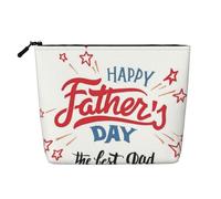 Trousse de maquillage à une couche imprimée Happy Father's Day Dad en imitation lin, grande capacité, porte-monnaie pour voyage et voyage d'affaires essentiel