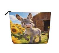Trousse de Maquillage Adorable avec Motif âne, Abeille et Tournesol, idéale pour Les Voyages. Pochette zippée et Pratique.