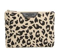 Trousse de maquillage Alice Wheeler - Imprimé animal - Trousse de toilette de voyage matelassée - Motif zèbre ou léopard - Texture daim brossé - Trousse de toilette de luxe compacte - 15,5 × 13,5 ×