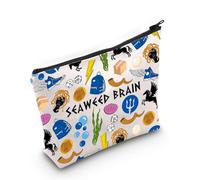 Trousse de maquillage amusante avec inscription « Percy Book » et « Algues » - Cadeau idéal pour les fans de livres, Cerveau d'algues