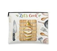 Trousse de maquillage amusante en forme de poires, couteau de chef, planche à découper, pochette de voyage cosmétique pour femmes et filles, petite trousse de toilette portable en toile avec fermeture
