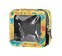 Trousse de maquillage amusante en forme de train à vapeur en bronze pour femmes et filles avec fermeture éclair, Paradis des dinosaures, 1 Size