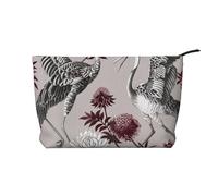 Trousse de maquillage amusante en velours côtelé imprimé chats, oiseaux et fleurs - Trousse de toilette de voyage pour femmes, mamans et filles, Gravé botanique avec herbes florales, Taille unique