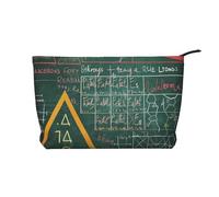 Trousse de maquillage amusante en velours côtelé imprimé chats, oiseaux et fleurs - Trousse de toilette de voyage pour femmes, mamans et filles, Formulas Formes Théorie Math Leçon Mot, Taille unique