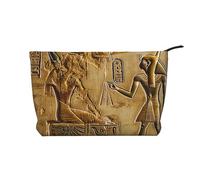 Trousse de maquillage amusante en velours côtelé imprimé chats, oiseaux et fleurs - Trousse de toilette de voyage pour femmes, mamans et filles, Egypte Hiéroglyphe., Taille unique, Trousse de toilette