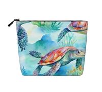 Trousse de Maquillage Aquarelle Motif Tortue de mer, Trousse de Maquillage de Voyage à Fermeture éclair pour Femmes
