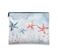 Trousse de maquillage aquarelle Pinwheel Pastel Spring Travel Makeup Organizer pour femme, pochette portable en toile à fermeture éclair, cadeau d'anniversaire, trousse de toilette avec poignée