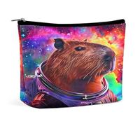 Trousse de Maquillage Astronaut Capybara pour Femme, Grande capacité, Portable, idéale pour Les Voyages. Organisateur d'accessoires de Toilette.