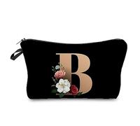 Trousse de maquillage avec 26 initiales en forme de fleur - Lettre A à Z - Trousse de voyage pour femme, b