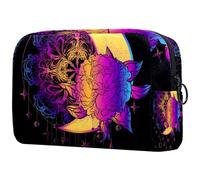 Trousse de maquillage avec attrape-rêves et lune et fleur pour femme, trousse de toilette de voyage, grande pochette de maquillage pratique avec fermeture éclair, multicolore,