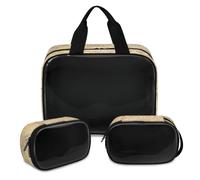 Trousse de maquillage avec carte du monde pour homme et femme - Trousse de toilette translucide vintage - Trousse de toilette de voyage - 3 pièces, couleur, XL, Trousse de maquillage