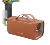 Trousse de maquillage avec compartiments - Trousse de toilette de voyage - 4 en 1 - À enrouler - Grande trousse de maquillage - Imperméable - Pour les voyages, les femmes, les hommes, café, Voir
