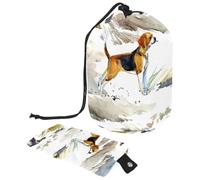 Trousse de maquillage avec cordon de serrage en forme de tonneau, trousse de toilette pliable, organiseur de toilette pour femmes et filles - Chien lévrier de chasse et canards, multicolore, Taille