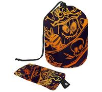 Trousse de maquillage avec cordon de serrage en forme de tonneau, trousse de toilette pliable, poche de rangement pour femmes et filles - Citrouille d'Halloween avec chapeau de sorcière, multicolore,