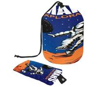 Trousse de maquillage avec cordon de serrage, en forme de tonneau, trousse de toilette pliable, poche de rangement pour femmes et filles - Mars Exploration Astronaute Planet, multicolore, Taille