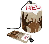Trousse de maquillage avec cordon de serrage, en forme de tonneau, trousse de toilette pliable, pochette de rangement pour femmes et filles - Les réfugiés ont besoin d'aide, multicolore, Taille