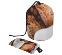 Trousse de maquillage avec cordon de serrage, en forme de tonneau, trousse de toilette pliable, pochette de rangement pour femmes et filles - Pain grillé, multicolore, Taille unique, Trousses de