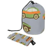 Trousse de maquillage avec cordon de serrage, en forme de tonneau, trousse de toilette pliable, pochette de rangement pour femmes et filles - Transport en commun bus et taxi, multicolore, Taille