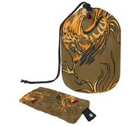 Trousse de maquillage avec cordon de serrage, en forme de tonneau, trousse de toilette pliable, pochette de rangement pour femmes et filles - Coq furieux, multicolore, Taille unique, Trousses de