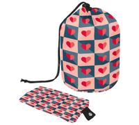 Trousse de maquillage avec cordon de serrage en forme de tonneau, trousse de toilette pliable, pochette de rangement pour femmes et filles - Motif cœurs d'amour en papier, multicolore, Taille unique,