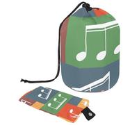 Trousse de maquillage avec cordon de serrage, en forme de tonneau, trousse de toilette pliable, pochette de rangement pour femmes et filles - Notes de musique sur grille colorée, multicolore, Taille